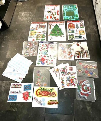 ENORME LOTE de más de 50 hojas de Navidad Halloween etc. para ventanas vintage años 80-2000 Foto 1 de 4