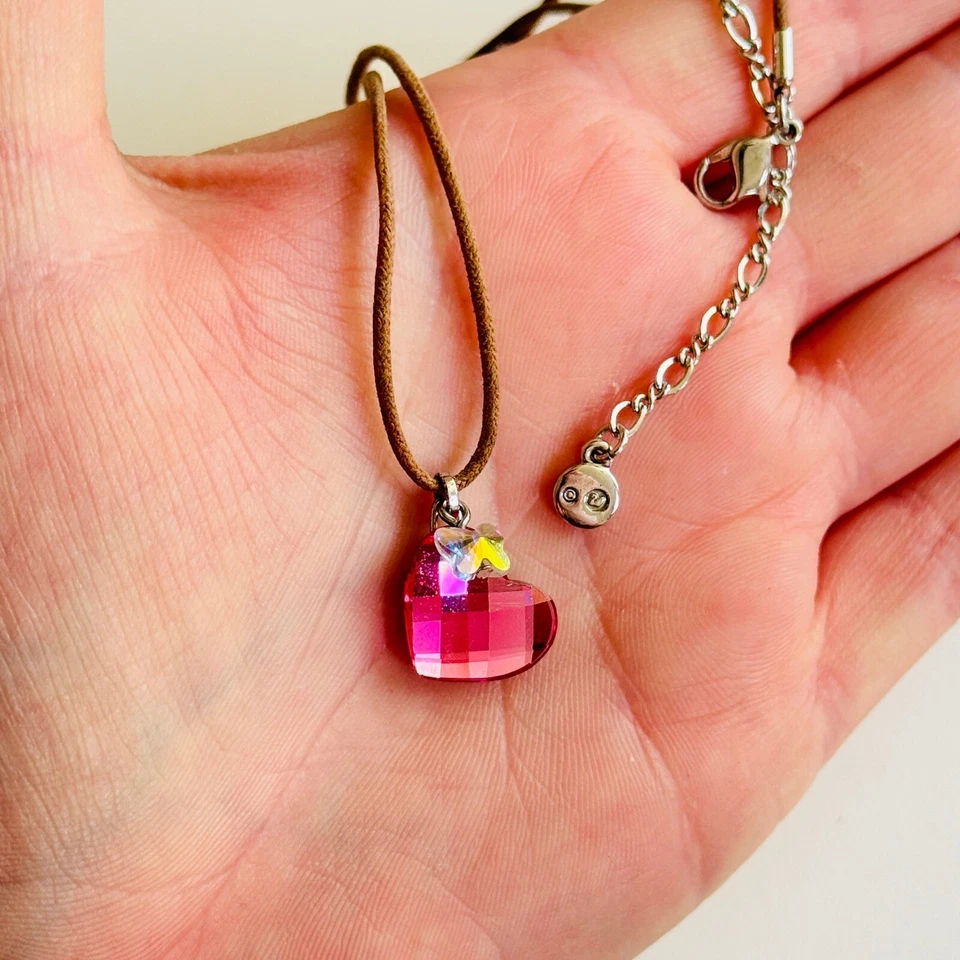 Swarovski Butterfly Heart necklace Signed Crystal Retired High End Designer rare - Image 1 of 4