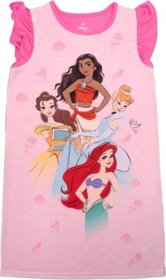 Disney Princesa Moana, Cenicienta, Ariel y Bella Rosa Jersey Camisón, Vestido Foto 1 de 2