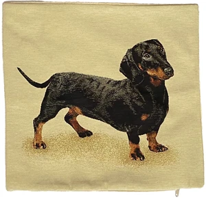 DACHSHUND DOG, HAND FINISHED 17" 44CM TAPESTRY CUSHION PILLOW COVER WITH ZIP - Picture 1 of 5