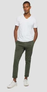 REPLAY HERREN DECONSTRUCTED V NECK T-SHIRT TEE IN WEISS // NEU MIT ETIKETT // - Bild 1 von 5