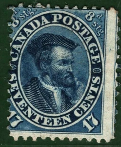 Kanada QV Briefmarke SG.42 17c/8d blau CARTIER (1859) postfrisch MM* Katze 1.600£ - GELB168 - Bild 1 von 6