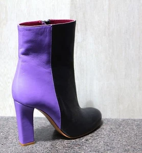 NEW M MISSONI PURPLE AND BLACK SIDE ZIPPER SHORT BOOTS BOOTIES Shoes 40 - Picture 1 of 9