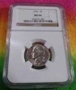1941 5Cents Jefferson Nickel NGC MS 66 !!!NICE!!! - Picture 1 of 2