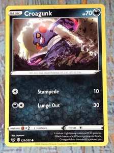 Pokémon Básicos 2020 Espadas y Escudos Comunes Croagunk 123/202 (#2) - Imagen 1 de 4