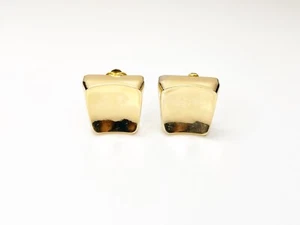 Vintage Christian Dior Women's Gold Tone Concave Clip-on Rectangle Earrings - Picture 1 of 10