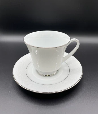 Noritake China RANIER # 6909 чайная чашка и блюдце кофейная чашка, белый на белом - Изображение 1 из 4