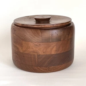Kustom Kraft Ice Bucket Solid Wood Black Walnut Mid Century Modern Barware USA - Picture 1 of 16