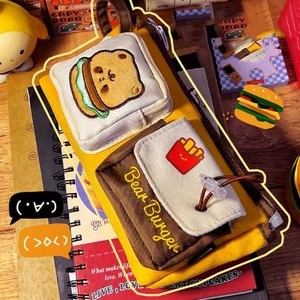 Large Capacity Bear Burger Pencil Case Cartoon Zipper Pen Bag Student - Picture 1 of 12