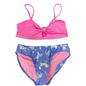 New Art Class Girls Large UPF 50+ Silver Unicorn Bikini 2PC Swim Swimsuit - Picture 1 of 3