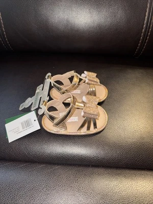 Laura Ashley туфли Baby девочек 3 золото сандалии блестящий бант - Изображение 1 из 4