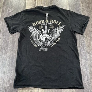 VINTAGE 90s Rock & Roll Hall of Fame Cleveland OH Men's Black T-Shirt Size M - Picture 1 of 10
