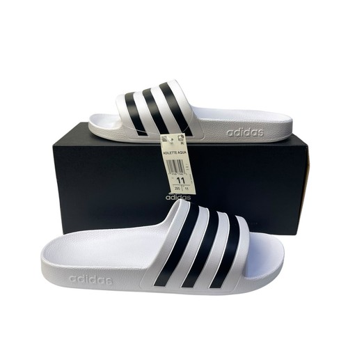 Adidas Adilette Aqua Uomo Slides Bianco Nero Sandalo F35539 Unisex Taglia 11 NUOVO