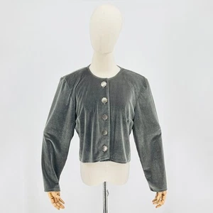 Y2K Double D Ranch Grey Velvet Blazer Jacket with Concho Silver Buttons - Picture 1 of 6