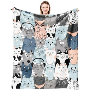 Coperta per Gatti Ultra Morbida Flanella Merch Cat Throw Coperta Roba Regali per Gatti L... - Foto 1 di 7