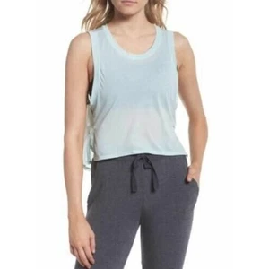 Zella Women's Mesh Accent Back Crop Front Tank Mint Green Medium - Picture 1 of 7