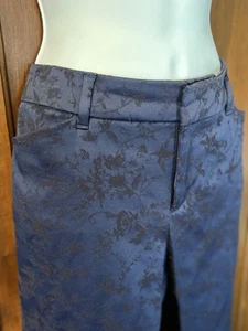 Old Navy Vintage 90s Pixie Satin Crop Pant Size 8 Blue Tapestry Embroidered - Picture 1 of 5