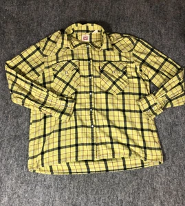 Camisa Levis Para Hombre Mediana Franela Amarilla a Cuadros Informal Manga Larga Perla Abotonada - Imagen 1 de 9
