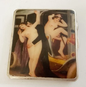 Antique Silver Erotic Cigarette Case - Picture 1 of 6
