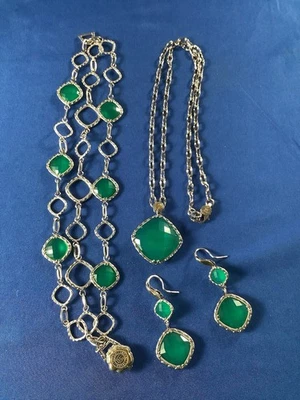 "Juego de pendientes pulsera de 7,75"" de ónix verde de oro de 18 quilates Tacori" Foto 1 de 4