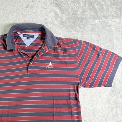VTG Tommy Hilfiger Golf Striped Polo Shirt Mens Lrg Burgundy Seaview Golf (READ) - Image 1 of 4
