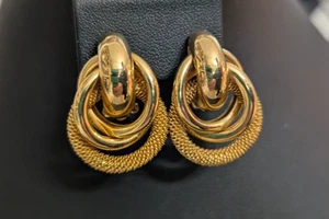 Vintage Erwin Perlen goldfarben Knoten Ohrclips - Bild 1 von 4