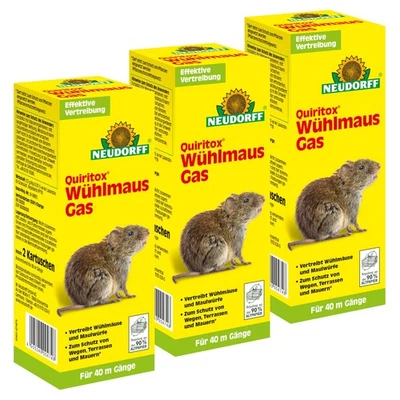 3 x Neudorff Quiritox Wühlmausgas 2 Kartuschen Maulwurf Fernhaltemittel Abwehr - Bild 1 von 4