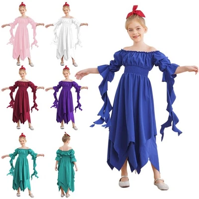 Niña Vestido Victoriano Renacimiento Disfraz Medieval Gótico Corte Irregular Vestido Foto 1 de 4