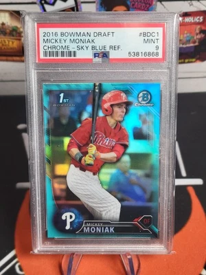 Mickey Moniak 2016 Bowman Draft Chrome Sky Blue Refractor #BDC1 RC PSA 9 MINT  - Image 1 of 2