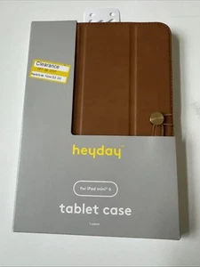 NEW Heyday Folio Faux Leather Brown Tablet  Case - For Apple iPad Mini 6 - Picture 1 of 5