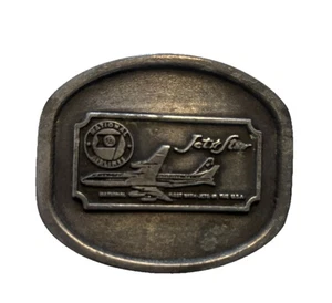 Fibbia cintura peltro compagnia aerea vintage Jetstar National Airlines da collezione - Foto 1 di 3