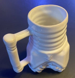 Frankoma Pottery Trapano ad Olio Tri Cono Coclea Bit Tazza Caffè Bianco Marrone Tan - Foto 1 di 5