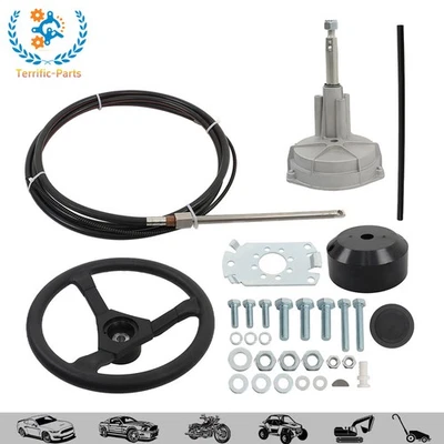 TERRIFIC-PARTS 12 Feet Boat Rotary Steering System Outboard Kit SS13712 For Univeral BRAND NEW