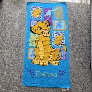 Disney The Lion King Simba Vintage Beach Towel Blue Multicolor 100% Cotton  - Picture 1 of 6