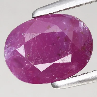 1.86ct  8.2x6.1mm Oval 100%Natural Unheated Purplish Red Ruby Guinea, Africa - Image 1 of 4