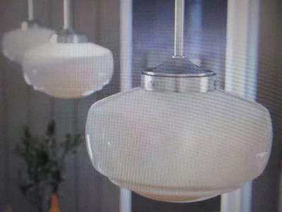 Mini colgante Hunter Saddle Creek 1 luz de níquel cepillado con pantalla de vidrio esmerilado Foto 1 de 4