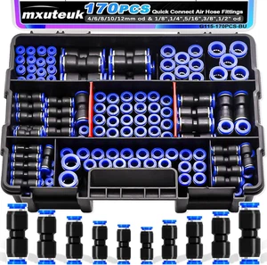 170 Stück Schnellkupplung Luftschlauchverschraubungen, 1/8 1/4 5/16 3/8 1/2 Zoll & 4/6/8/10/12 mm - Bild 1 von 11