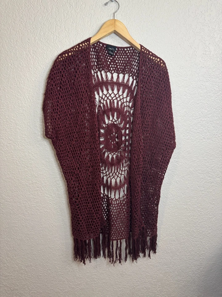 Rue21 Womens Cardigan Burgundy Indie Size M - Image 1 of 4