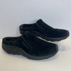 Merrell Jungle Slide Shoes Mens 10.5 Black Suede Leather Slip On Moc Casual Clog - Picture 1 of 14