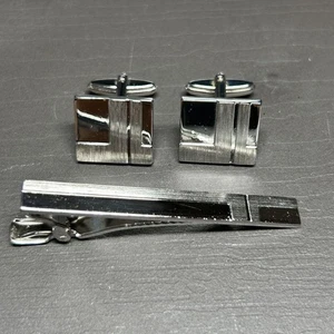 Lanvin Silver L Logo Tie Pin & Cufflink Set Large Men Jewelry Used - Picture 1 of 11