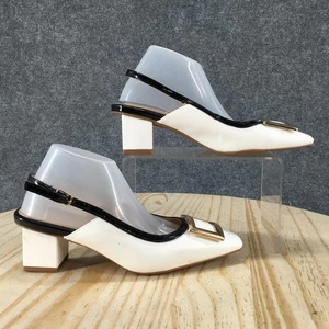 NEW Alfani Heels Womens 6 M Cienna Casual Slingback Pumps White Faux Leather - Picture 1 of 22