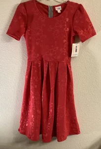 LuLaRoe Amelia Swing Kleid Gr. XS (2-4) rötlich orange geprägt Blumenmuster NEU - Bild 1 von 9
