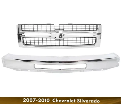 Barra frontal do para-choque dianteiro e conjunto de grade para 2007-2010 Silverado 2500HD 3500HD - Imagem 1 de 4