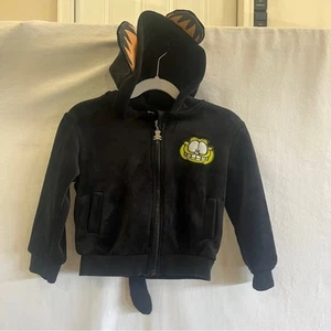 Garfield Full Zip Black Jacket Toddler Medium Hooded Ears Tail Animated Cartoon - Picture 1 of 6