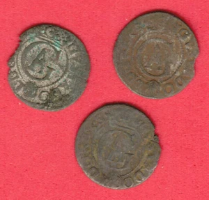 LOT 3 MÜNZEN Riga Schilling 1631 Gustav II Adolf 30 Jahre Krieg Lettland Schweden 125 - Bild 1 von 2