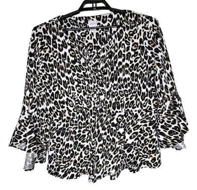 Camisa túnica Chico's talla 3 para mujer con estampado animal de leopardo talla XL t3 Foto 1 de 4
