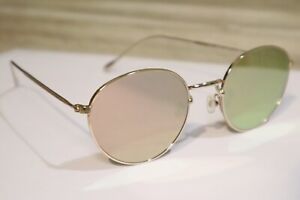 Illesteva JEFFERSON Women's Round Gold Metal Sunglasses Pink Mirror 49-20 145