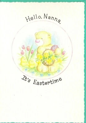 Happy Easter Nanna Greeting Card Spring Easter Traditional Cute Bear Poem Verse Foto 1 de 2