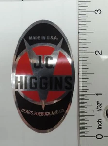 J C Higgins oval headbadge-chrome-black-red - Picture 1 of 1