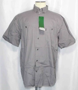 NEW Key Liberty Gray Cotton S/S Button Down Workshirt Mens Size Large - Picture 1 of 5